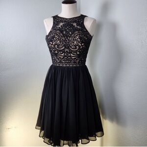 Ed Young Floral Lace Chiffon Sleeveless Party Dress Sz.Xs
